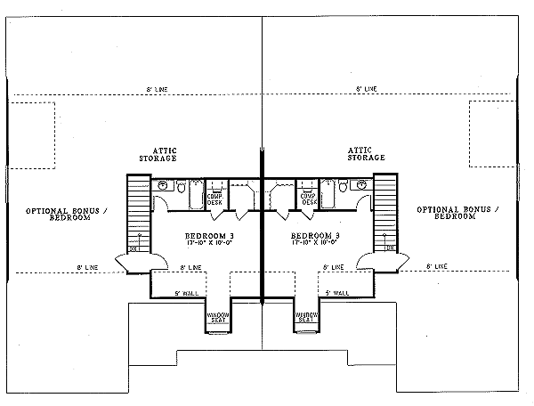 Traditional Floor Plan - Upper Floor Plan #17-2027