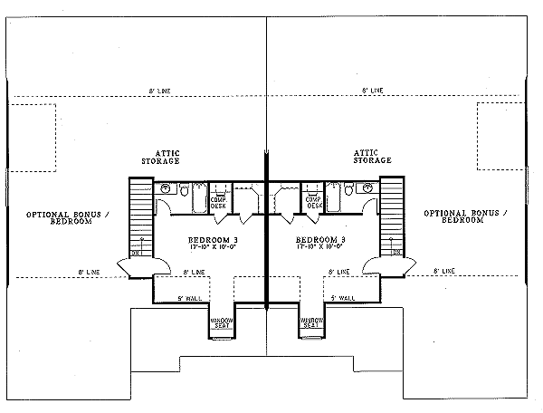 House Blueprint - Traditional Floor Plan - Upper Floor Plan #17-2027