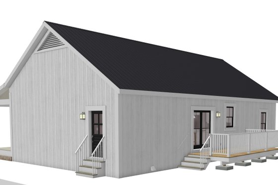 Exterior - Rear Elevation for Farmhouse House Plan #44-263 - 3 bed, 2 bath