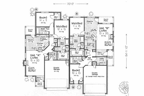 Floor Plan - Main Floor for Traditional House Plan #310-448 - 2 bed, 2 bath