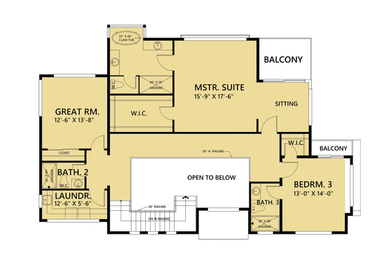 Floor Plan - Upper Floor for Contemporary House Plan #1066-44 - 4 bed, 5 bath