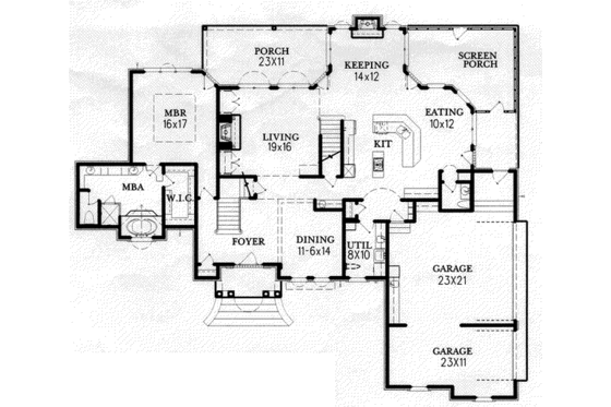 Floor Plan - Main Floor for European House Plan #15-223 - 4 bed, 3.5 bath