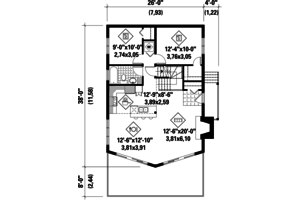 Floor Plan - Main Floor for Cabin House Plan #25-4586 - 3 bed, 1 bath