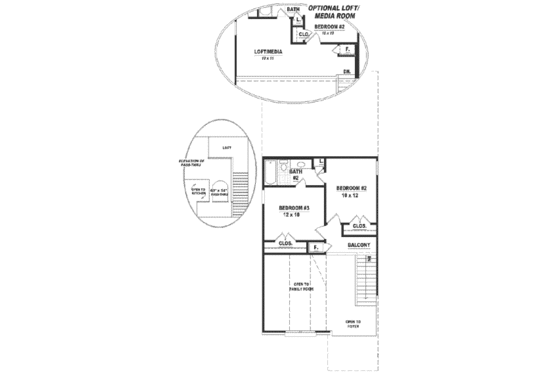 Floor Plan - Upper Floor for Southern House Plan #81-131 - 3 bed, 2.5 bath