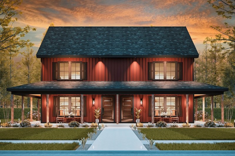 Home Plan - Exterior - Front Elevation 3 for Barndominium House Plan #54-621 - 6 bed, 6 bath
