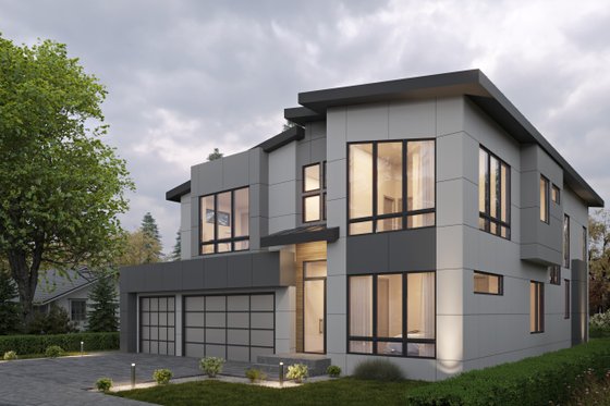 Exterior - Front Elevation 3 for Contemporary House Plan #1066-281 - 5 bed, 3 bath