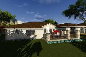Exterior - Rear Elevation for Ranch House Plan #70-1270 - 2 bed, 2 bath