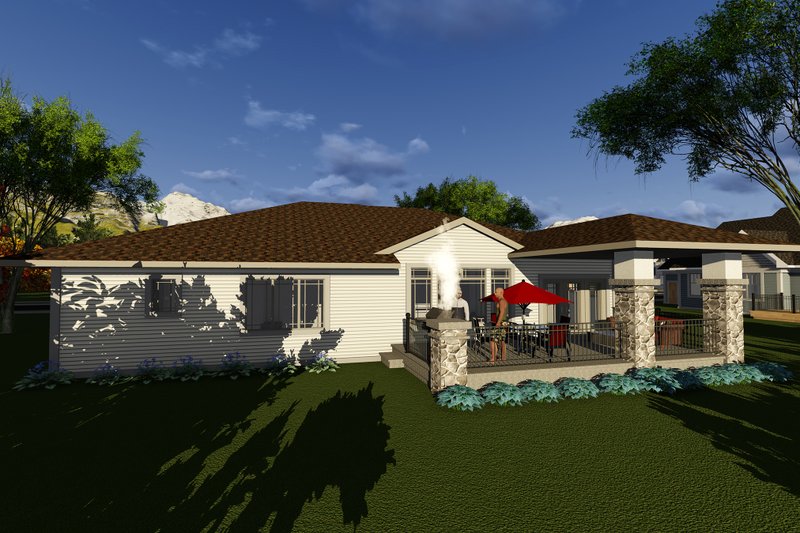 Architectural House Design - Exterior - Rear Elevation for Ranch House Plan #70-1270 - 2 bed, 2 bath