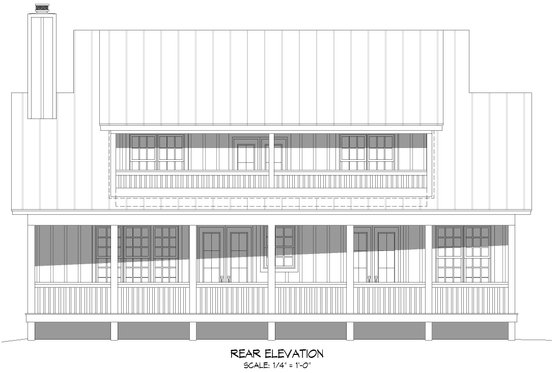 Exterior - Rear Elevation for Traditional House Plan #932-484 - 3 bed, 3.5 bath