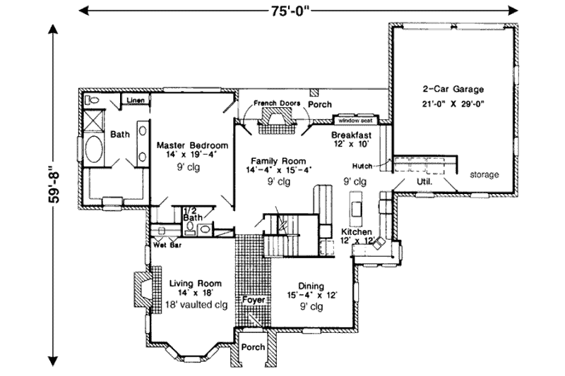 Dream House Plan - Floor Plan - Main Floor for European House Plan #410-351 - 4 bed, 3.5 bath