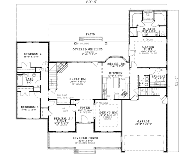Architectural House Design - Country Floor Plan - Main Floor Plan #17-645