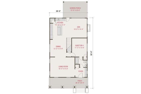 Floor Plan - Main Floor for Craftsman House Plan #461-75 - 4 bed, 3 bath