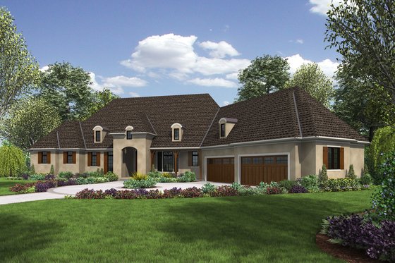 Exterior - Front Elevation for European House Plan #48-654 - 4 bed, 4.5 bath