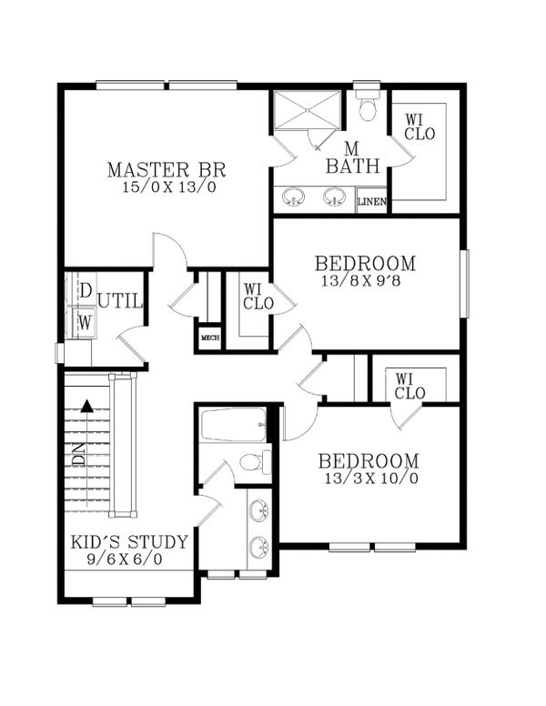 Craftsman Floor Plan - Upper Floor Plan #53-459