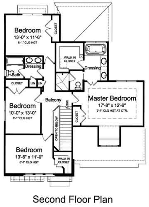 Home Plan - Colonial Floor Plan - Upper Floor Plan #46-482