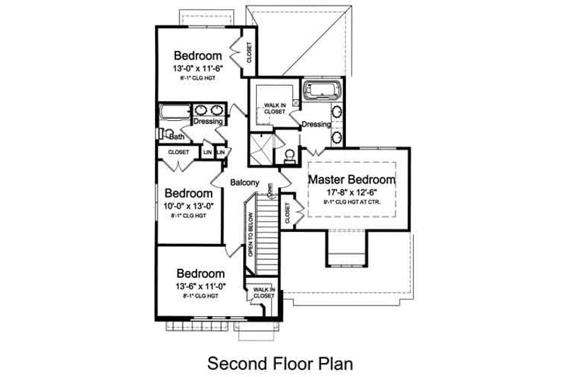 Dream House Plan - Floor Plan - Upper Floor for Colonial House Plan #46-482 - 4 bed, 2.5 bath
