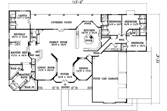 Floor Plan - Main Floor for Mediterranean House Plan #1-961 - 5 bed, 5.5 bath