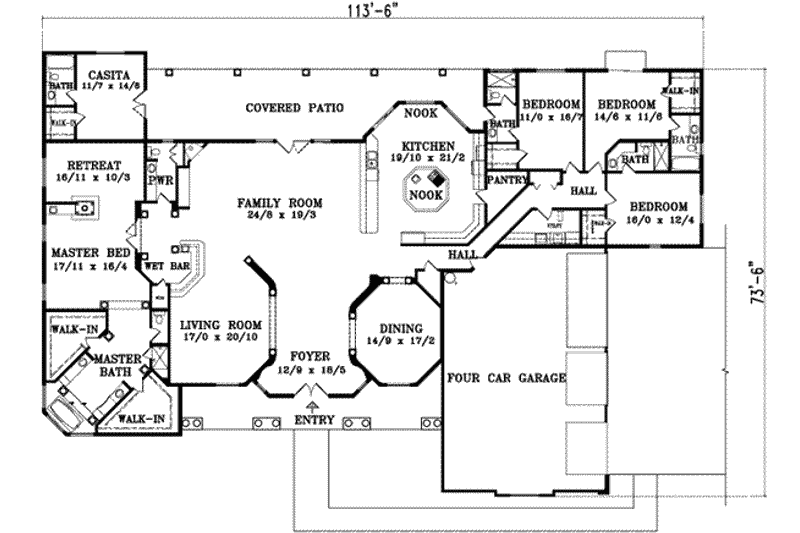 Dream House Plan - Floor Plan - Main Floor for Mediterranean House Plan #1-961 - 5 bed, 5.5 bath