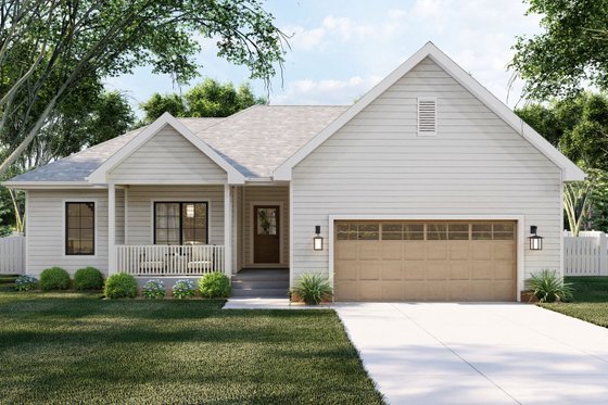 Exterior - Front Elevation 3 for Farmhouse House Plan #455-224 - 3 bed, 2 bath