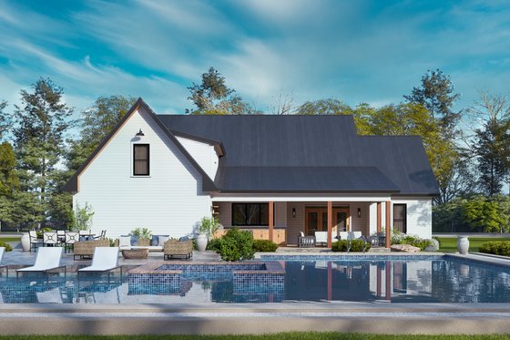 Exterior - Rear Elevation for Farmhouse House Plan #119-473 - 3 bed, 3.5 bath