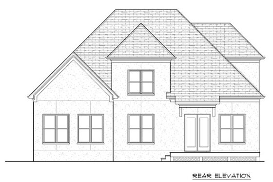 Exterior - Rear Elevation for European House Plan #413-874 - 3 bed, 3 bath