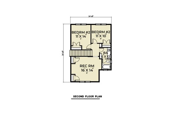 Floor Plan - Upper Floor for Farmhouse House Plan #1070-162 - 3 bed, 2.5 bath