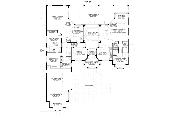 Floor Plan - Main Floor for Mediterranean House Plan #420-280 - 3 bed, 3.5 bath
