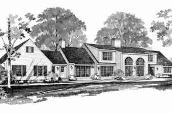 Exterior - Rear Elevation for Traditional House Plan #72-300 - 3 bed, 5 bath