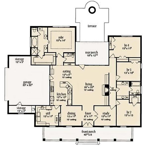 Home Plan - Farmhouse Floor Plan - Main Floor Plan #36-465