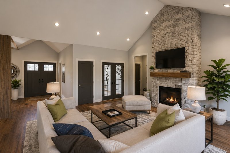 House Blueprint - Interior - Family Room 1 for Farmhouse House Plan #1064-509 - 3 bed, 2.5 bath