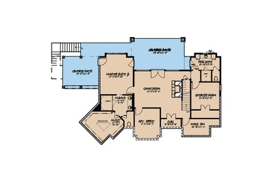 Floor Plan - Lower Floor for Craftsman House Plan #923-21 - 4 bed, 4.5 bath