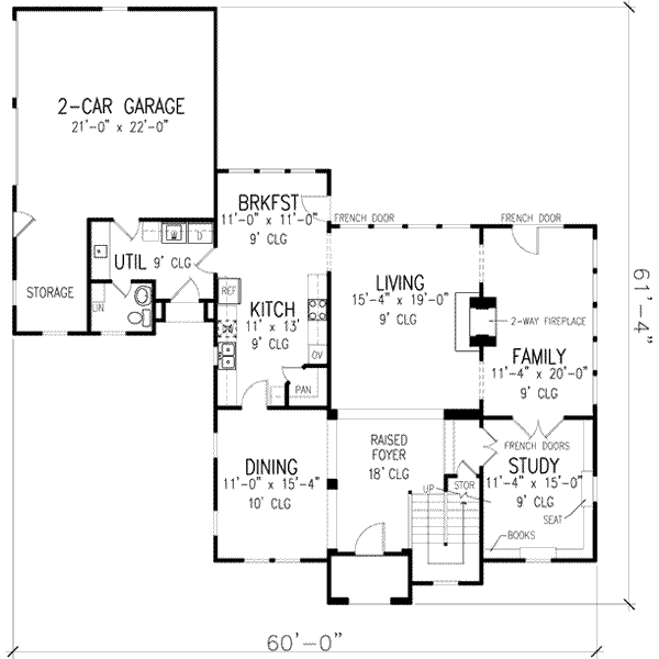 Home Plan - Colonial Floor Plan - Main Floor Plan #410-366