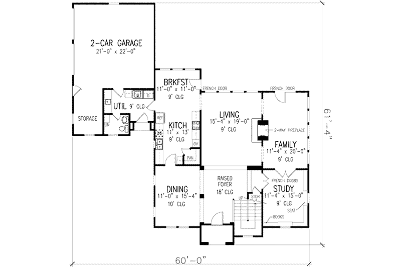 Dream House Plan - Floor Plan - Main Floor for Colonial House Plan #410-366 - 3 bed, 2.5 bath