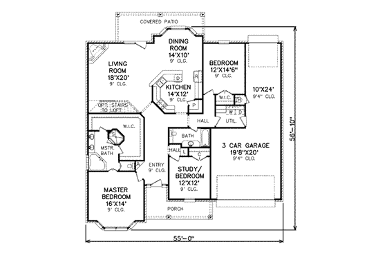 Floor Plan - Main Floor for Traditional House Plan #65-445 - 2 bed, 2 bath