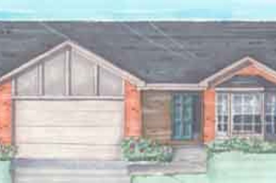 Exterior - Front Elevation for Ranch House Plan #136-117 - 3 bed, 1.5 bath