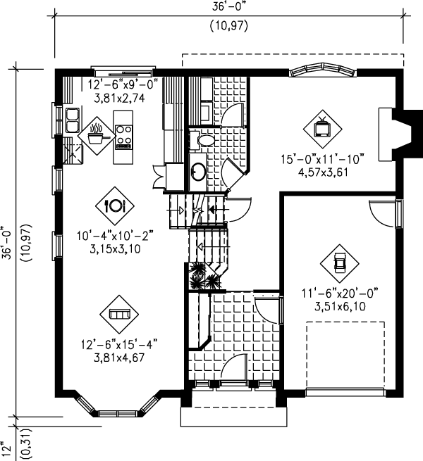 European Floor Plan - Main Floor Plan #25-336