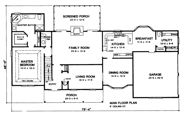 Country Floor Plan - Main Floor Plan #10-255