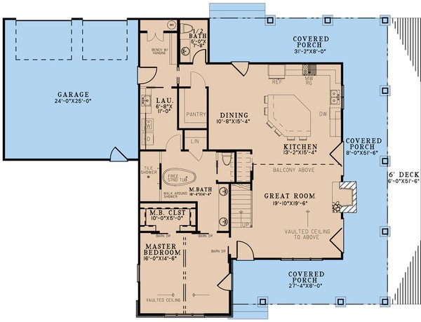 House Blueprint - Country Floor Plan - Main Floor Plan #923-299