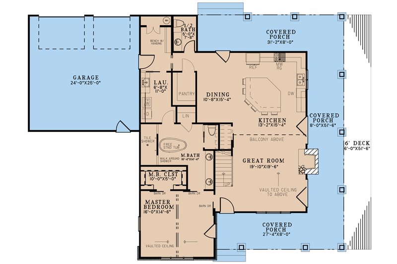 Architectural House Design - Floor Plan - Main Floor for Country House Plan #923-299 - 3 bed, 2.5 bath