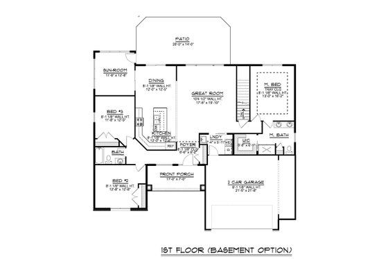 Floor Plan - Main Floor 1 for Ranch House Plan #1064-112 - 3 bed, 2 bath
