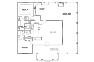 Floor Plan - Main Floor for Cottage House Plan #8-180 - 2 bed, 2 bath