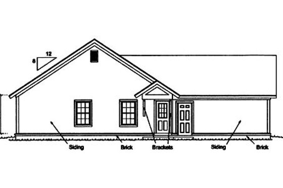 Exterior - Rear Elevation for Craftsman House Plan #20-1880 - 3 bed, 2 bath