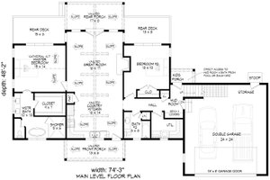 Floor Plan - Main Floor for Cottage House Plan #932-1102 - 2 bed, 2 bath