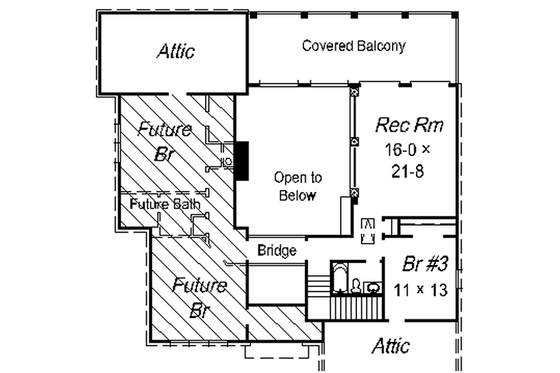 Floor Plan - Upper Floor for European House Plan #329-286 - 3 bed, 3.5 bath
