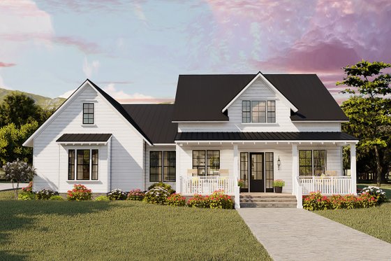 Exterior - Front Elevation 3 for Farmhouse House Plan #406-9656 - 4 bed, 2 bath