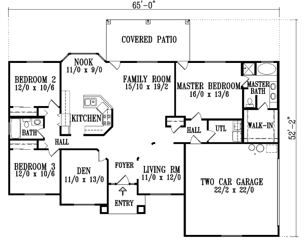 Adobe / Southwestern Floor Plan - Main Floor Plan #1-699