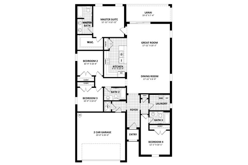 Architectural House Design - Floor Plan - Main Floor for Traditional House Plan #1058-250 - 4 bed, 3 bath