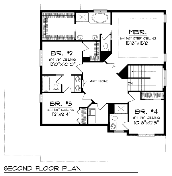 Architectural House Design - Craftsman Floor Plan - Upper Floor Plan #70-952