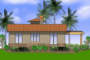 Exterior - Rear Elevation for Mediterranean House Plan #48-284 - 1 bed, 1 bath
