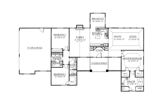 Floor Plan - Main Floor for Modern House Plan #437-25 - 3 bed, 2.5 bath